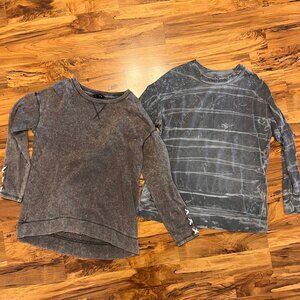 Lot of 2 Womens Grey Tunic Long Sleeve Shirts Size L (Rock & Republic & te verde